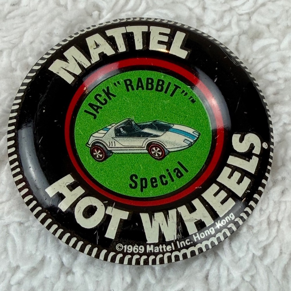 Vintage 1969 Mattel Hot Wheels Jack Rabbit Special Redline Collector Button